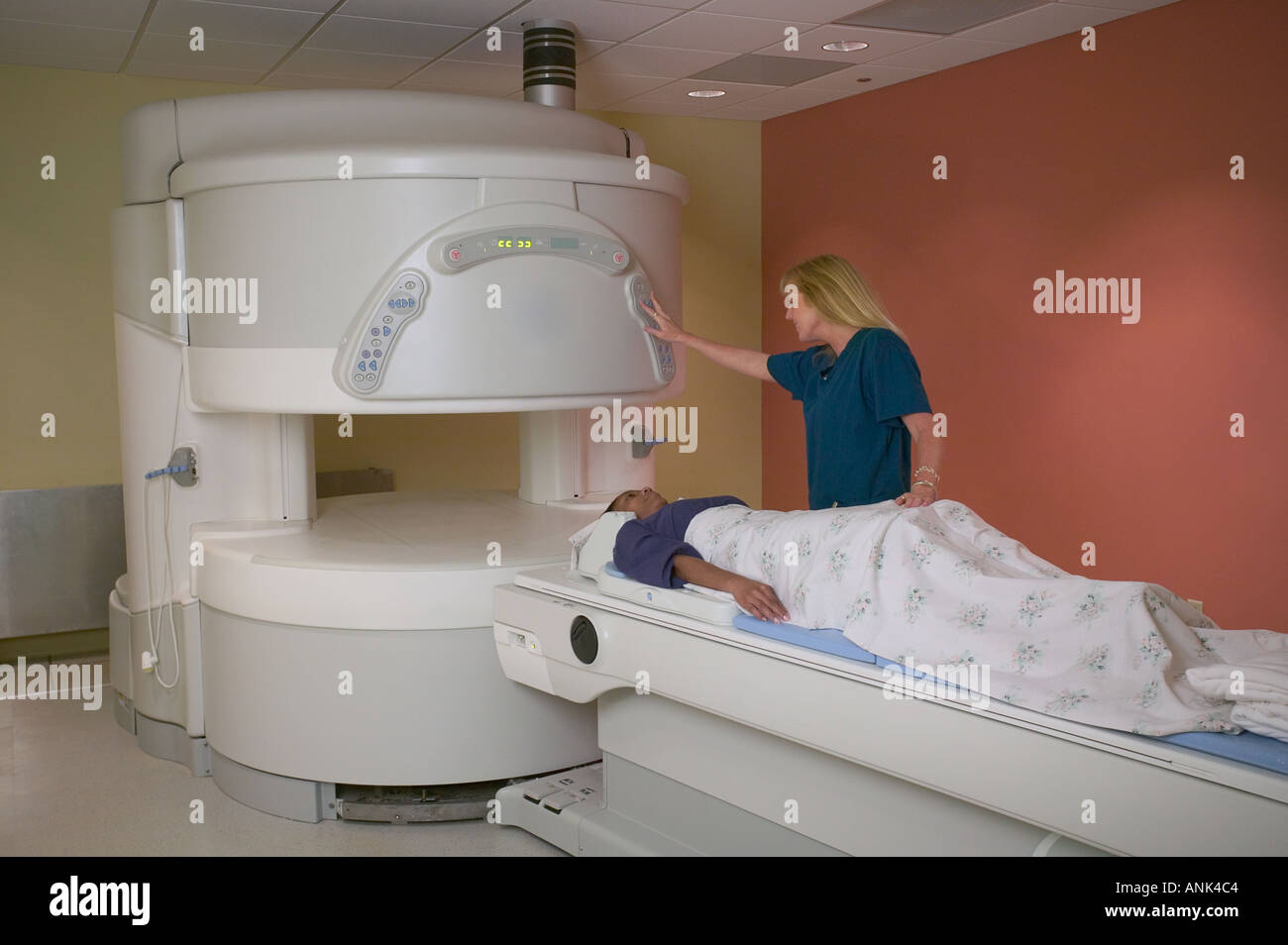 Medical Imaging Technologist and Open MRI Unit 1 Stock Photo, Royalty