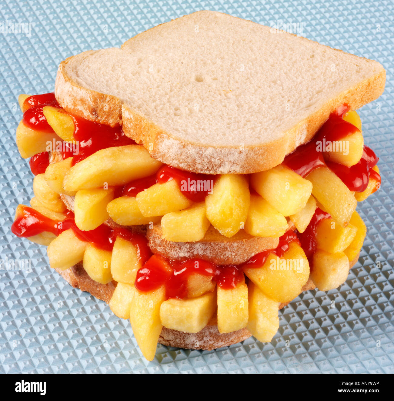 CHIP BUTTY SANDWICH WITH KETCHUP Stock Photo, Royalty Free Image