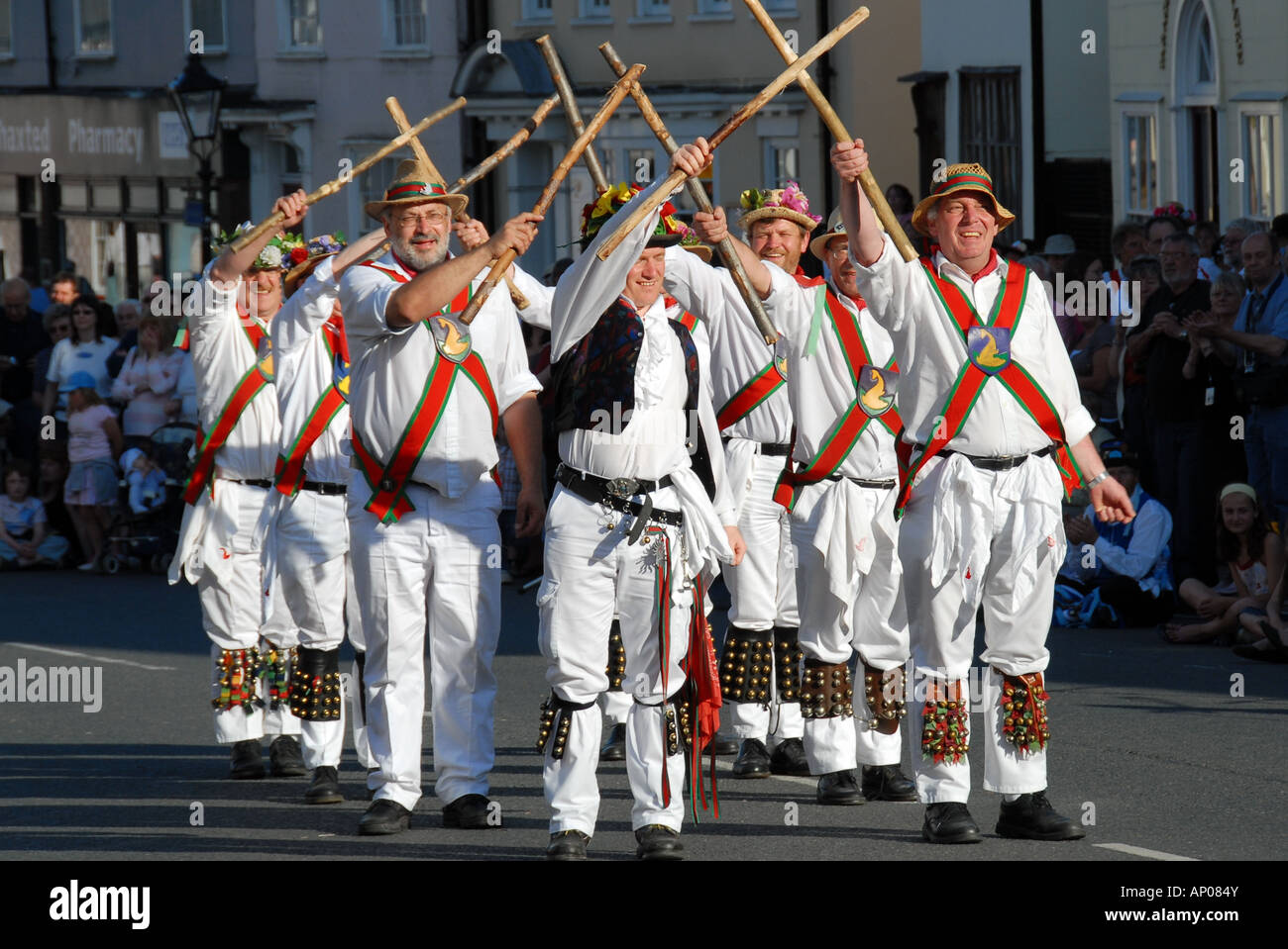 Morris dancers at Thaxted in Essex UK Stock Photo, Royalty Free Image