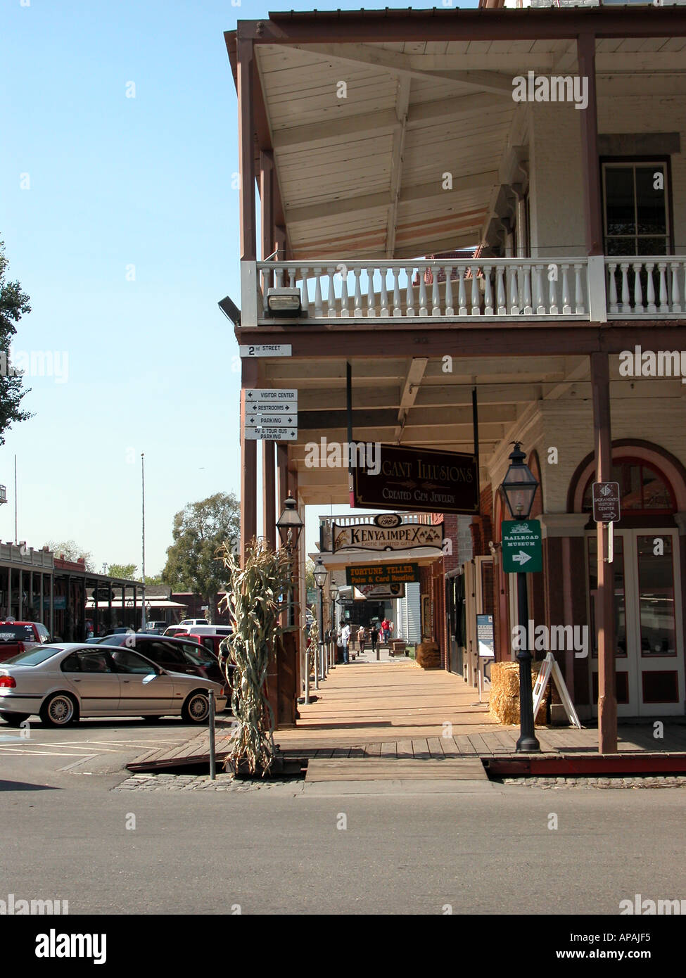 Shops in the old downtown area of Sacramento California USA reflect
