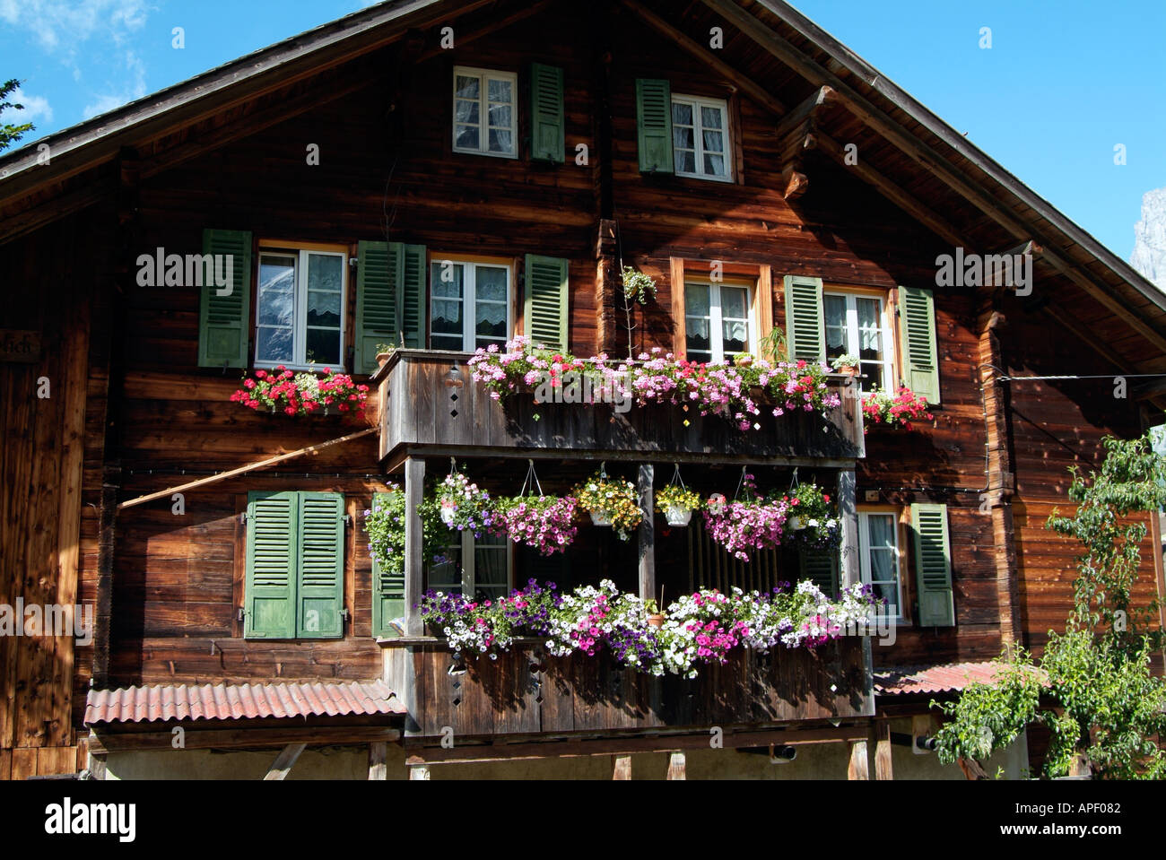 Traditional house Grindelwald Switzerland Stock Photo, Royalty Free