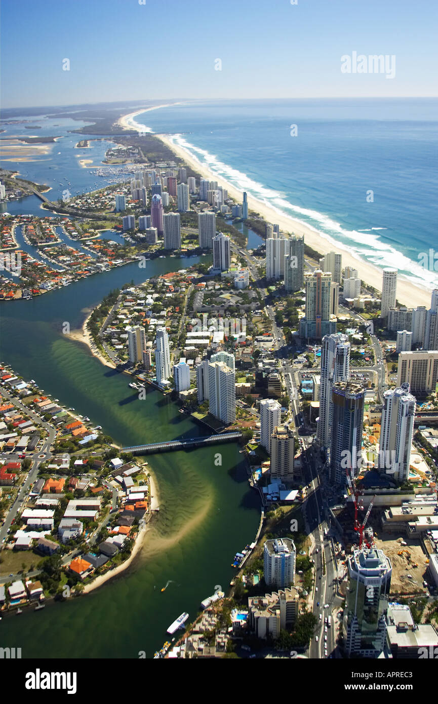Nerang River Surfers Paradise Gold Coast Queensland Australia aerial