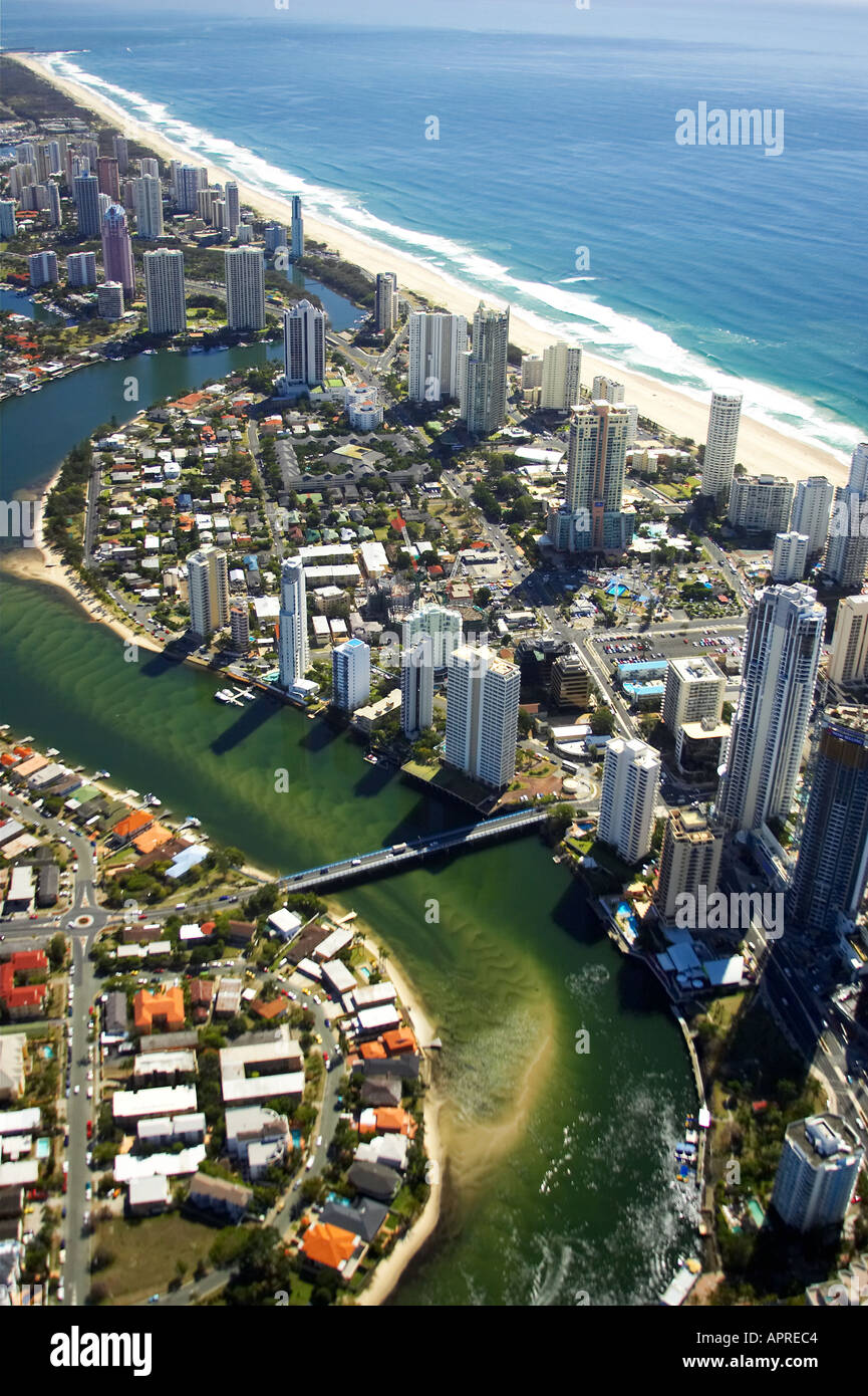 Nerang River Surfers Paradise Gold Coast Queensland Australia aerial