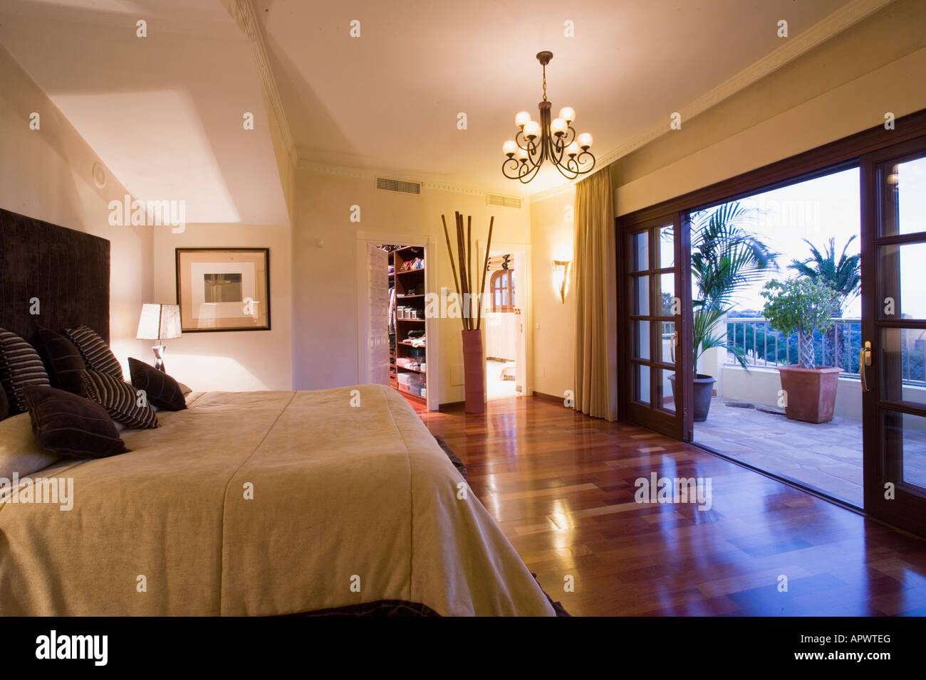 Modern Spanish Villa Bedroom At Dusk Stock Photo Royalty Free