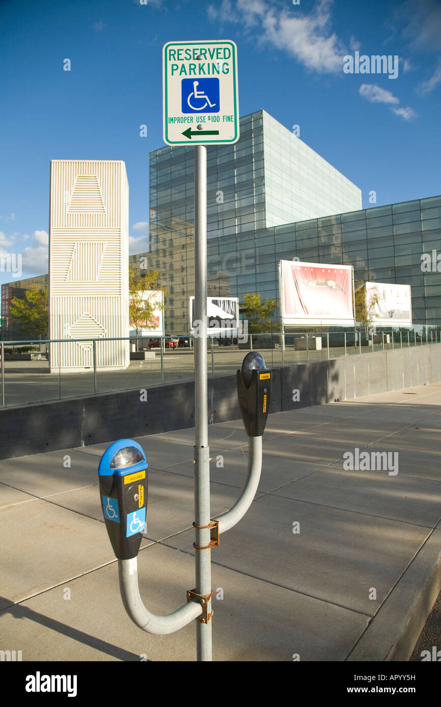 IOWA Davenport Lowered parking meter for handicapped parking space