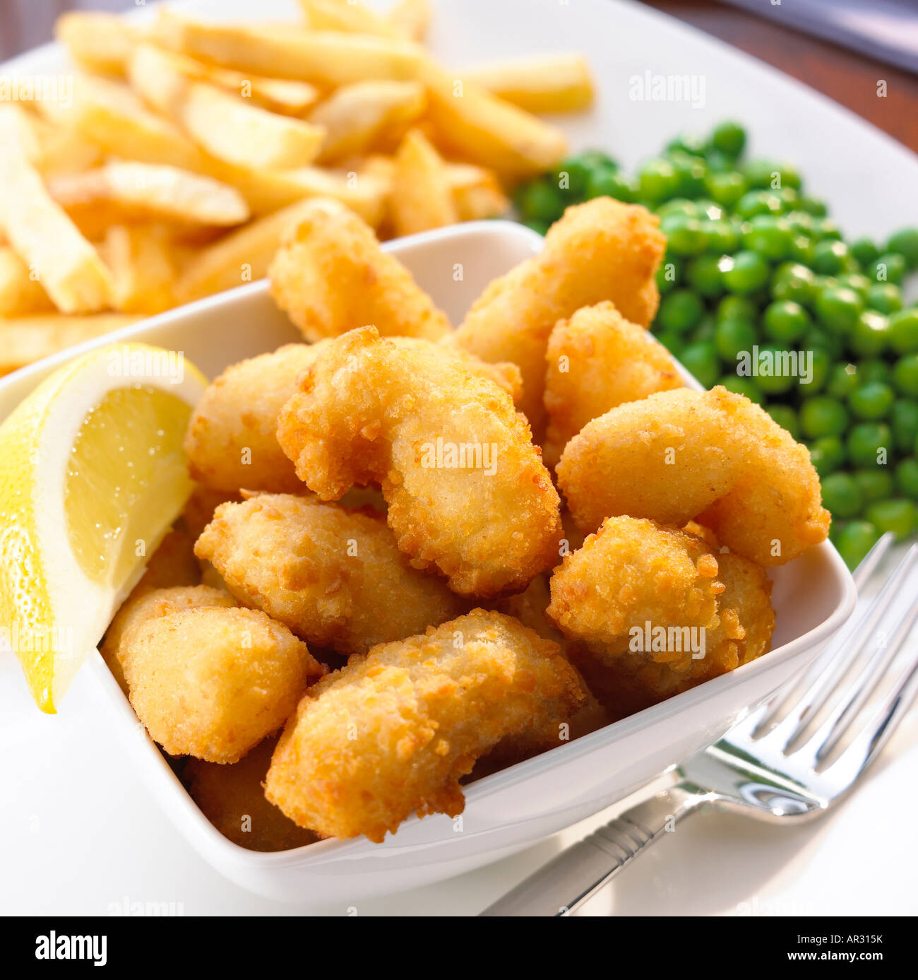Scampi Chips & Peas 2 Stock Photo, Royalty Free Image 15921870 Alamy