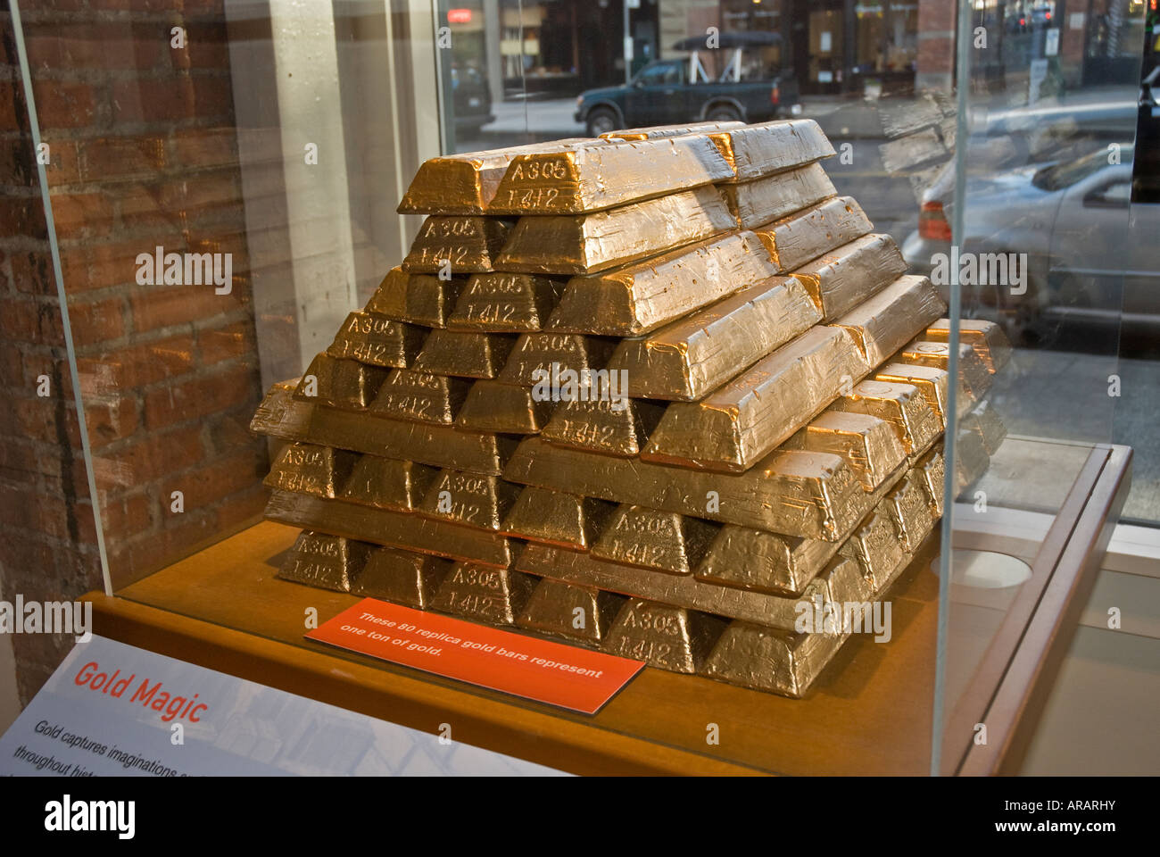 80 replica gold bars representing one ton of gold on