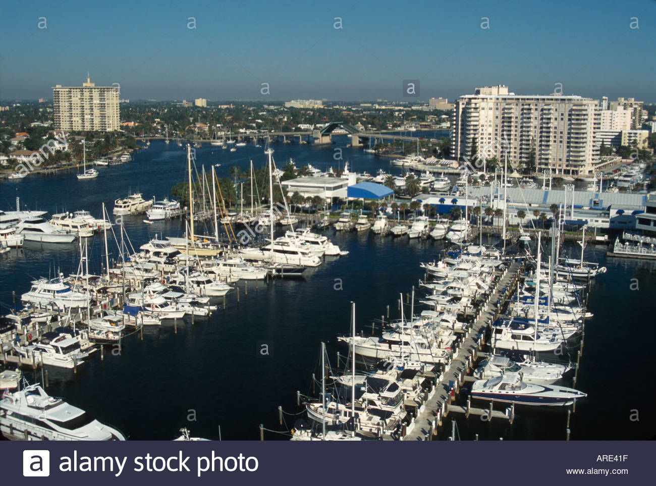 Fort Lauderdale Florida Ft. Intracoastal Waterway marina condo Stock