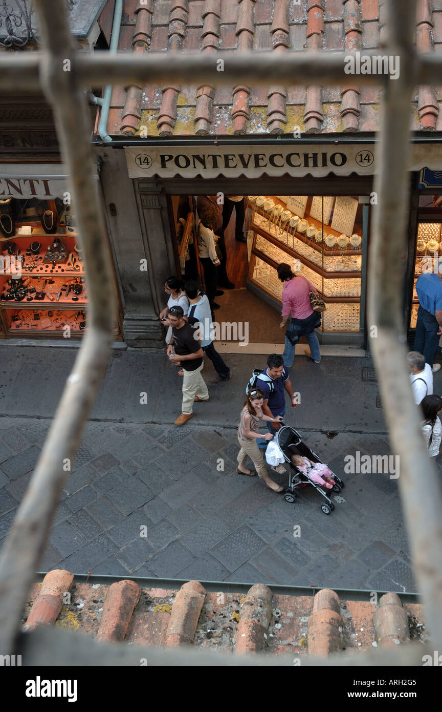 Looking out through one of the windows from the Vasari Corridor which links the Uffizi Gallery and Pitti Palace in Florence