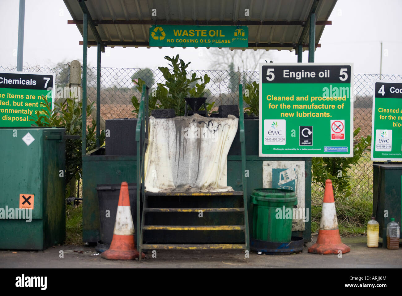 Waste oil recycling station at a recycling centre, UK Stock Photo, Royalty Free Image 16068739