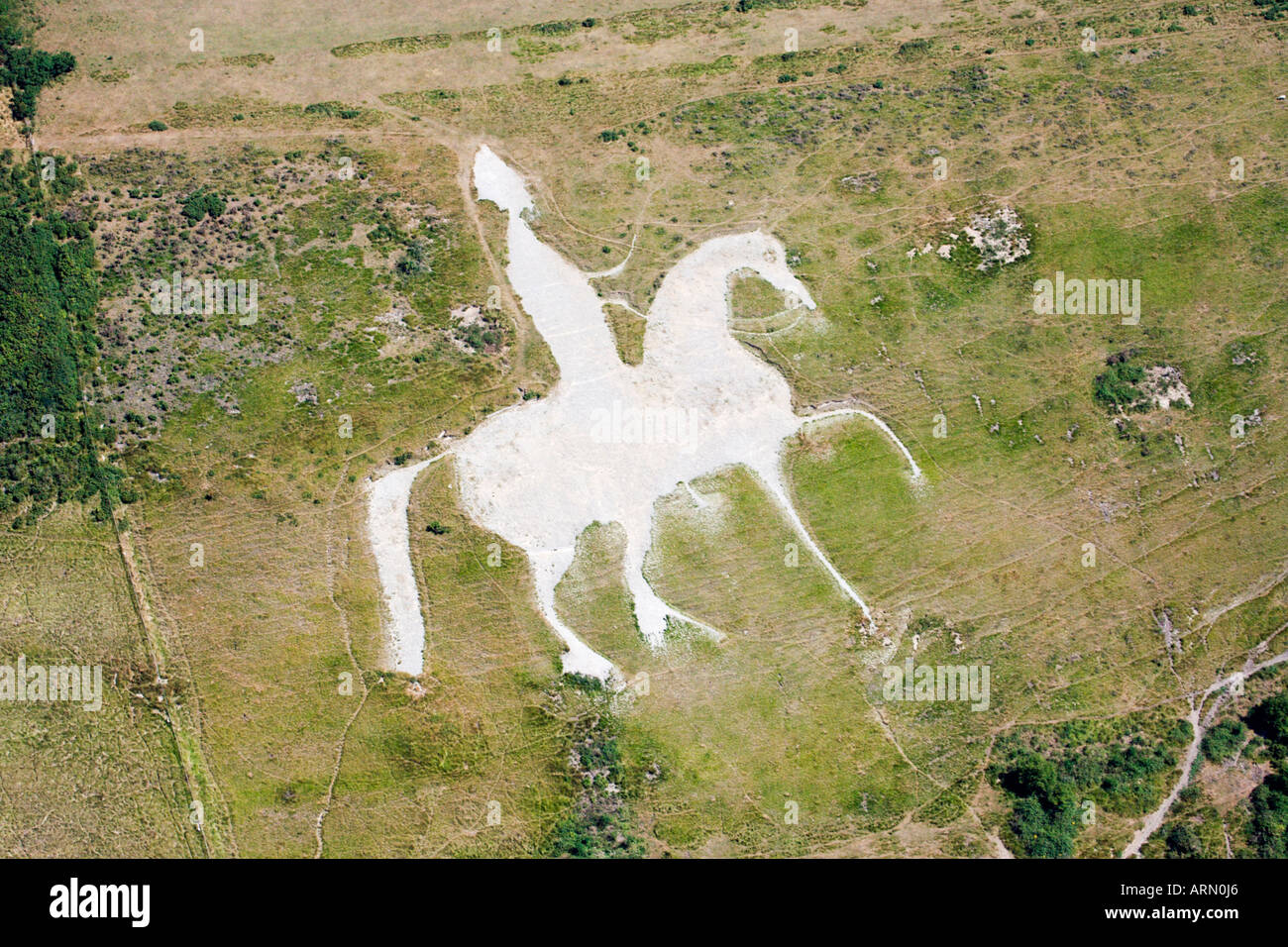 Aerial View Of Chalk Figure. Osmington White Horse. South Dorset Stock