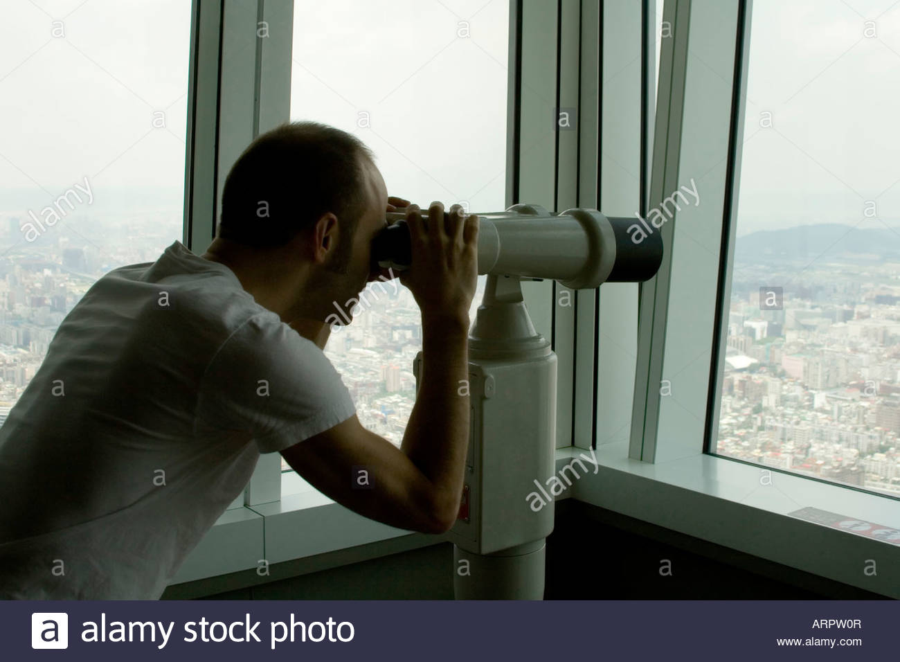 man, observing, looking, voyeur, spying, apartment, neighbors Stock ...