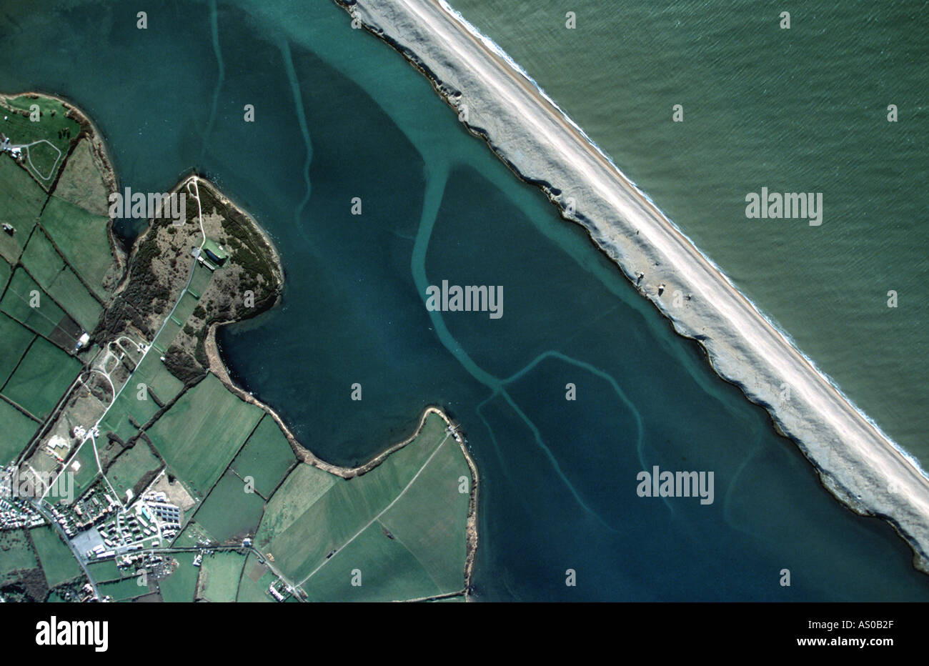 Aerial View Of Chesil Beach Dorset Stock Photo, Royalty Free Image