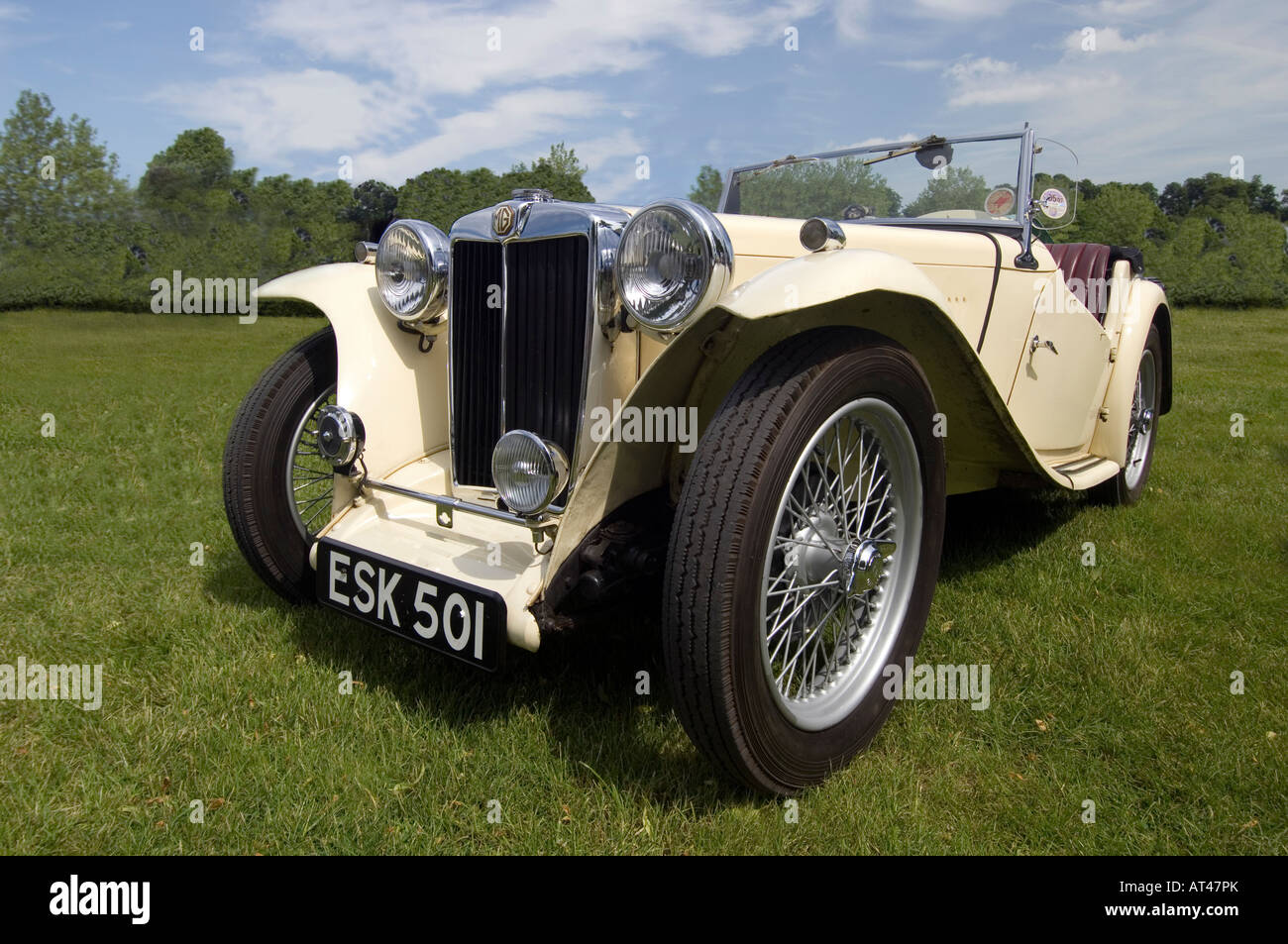 A classic vintage British MG TC sports car on grass Stock Photo