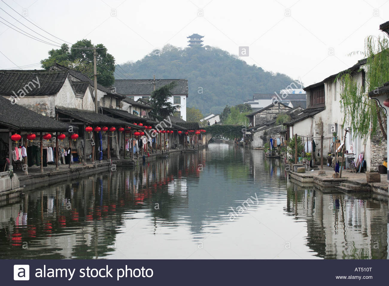 Waterway, Fushan, Shaoxing, Zhejiang, China Stock Photo, Royalty Free