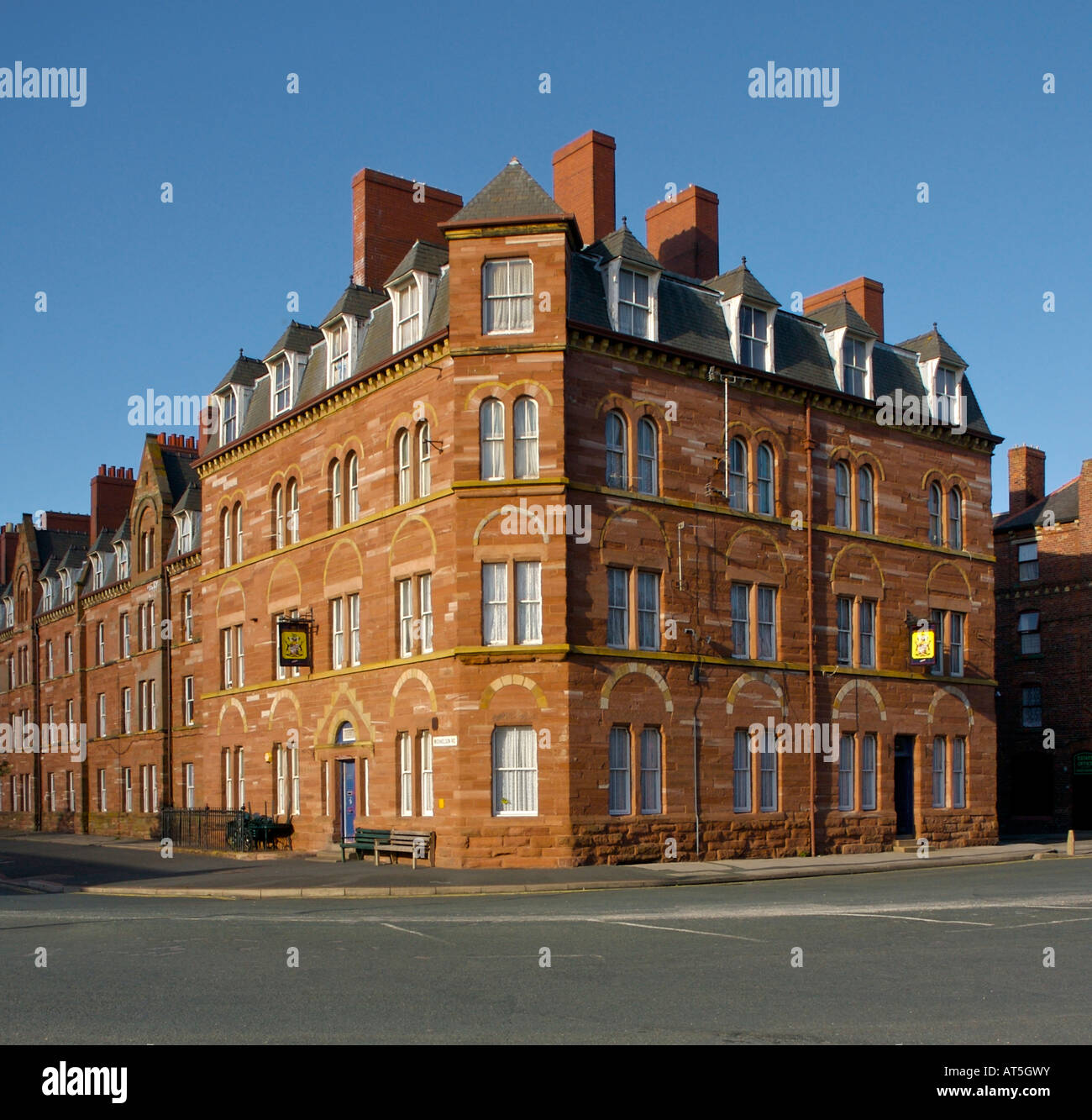 Sandstone tenements on Barrow Island, BarrowinFurness, Cumbria UK