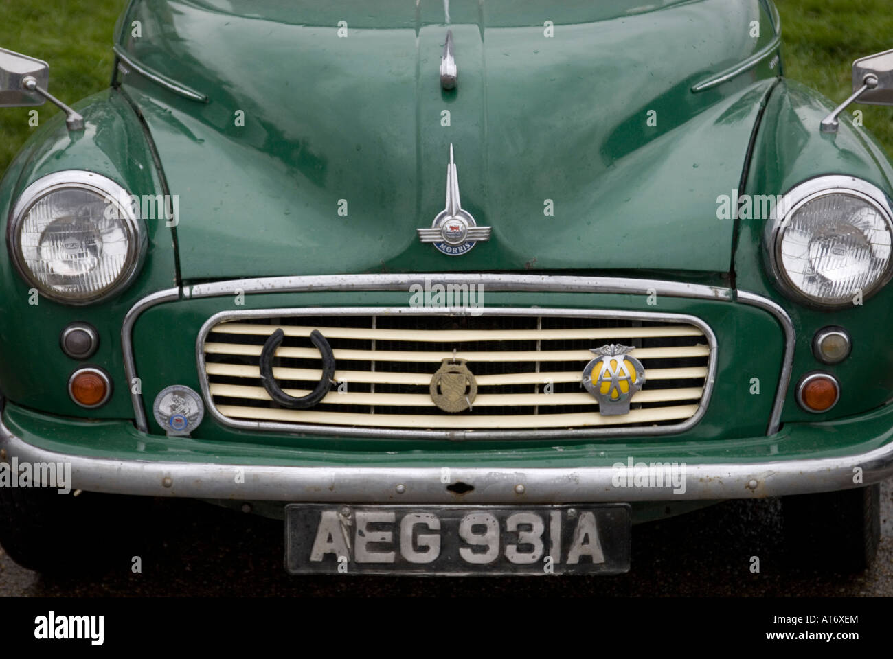 Bonnet Of Morris Minor classic car Stock Photo, Royalty Free Image