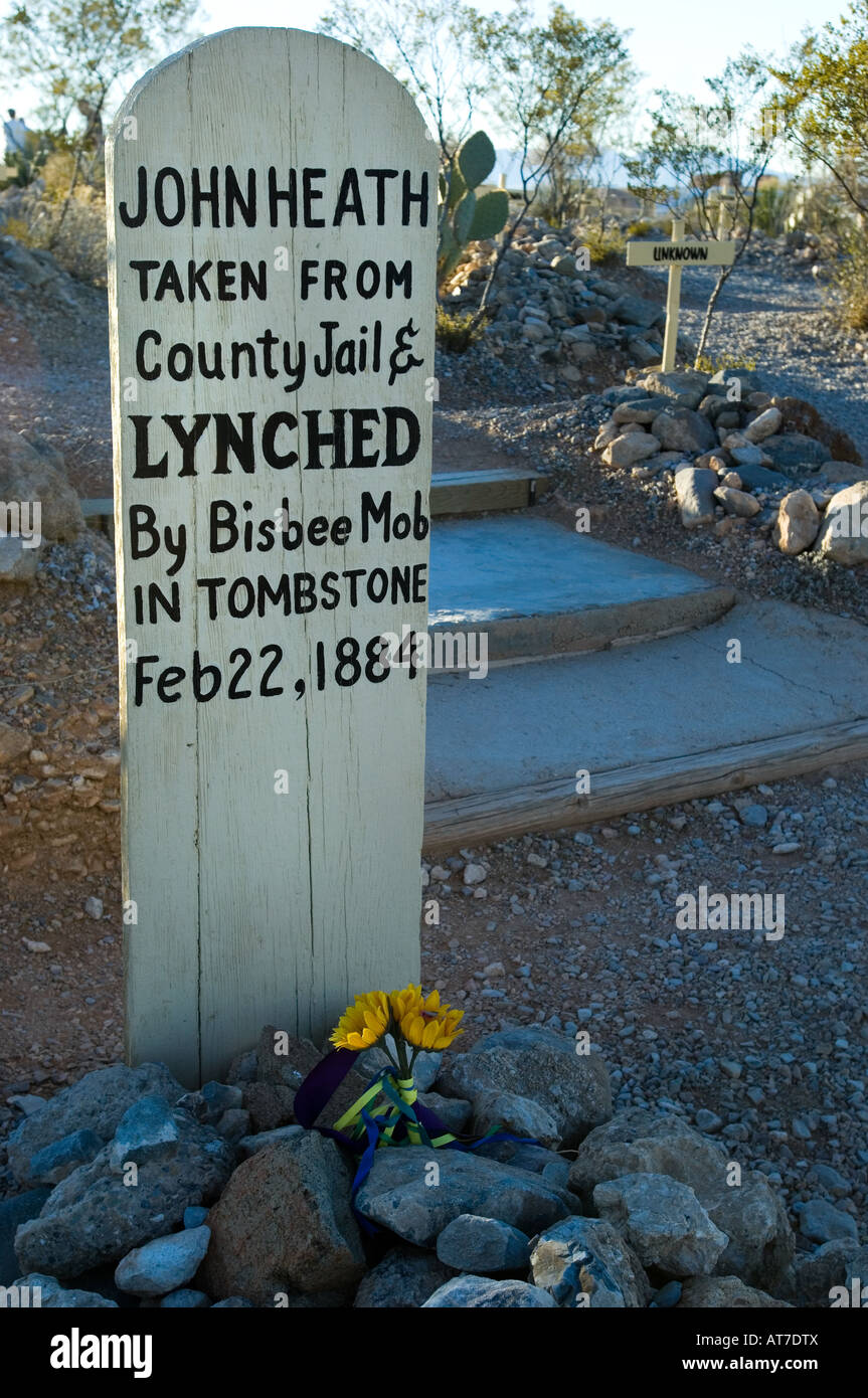 Historic graves at Tombstone cemetery, Arizona Stock Photo, Royalty