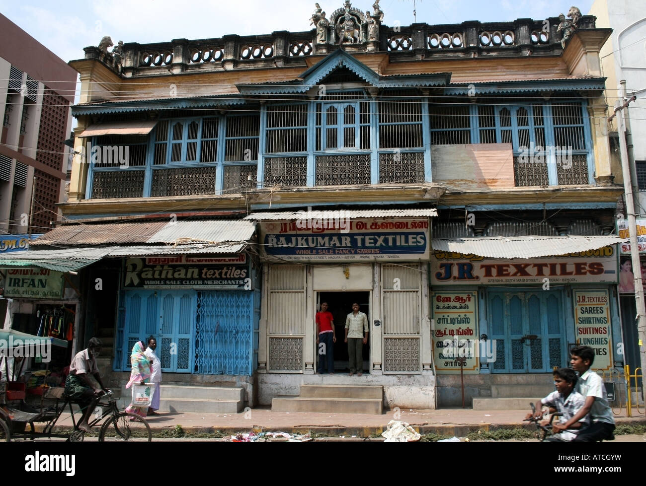 Old Colonial House , Street Scene Madurai , Tamil Nadu , South India