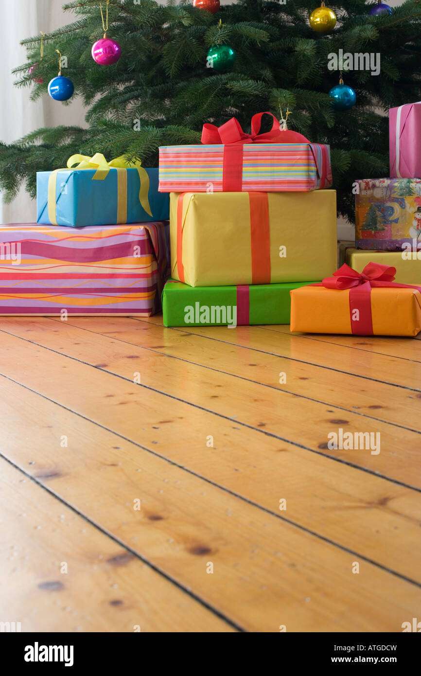 Christmas Presents Under The Tree Stock Photo Alamy