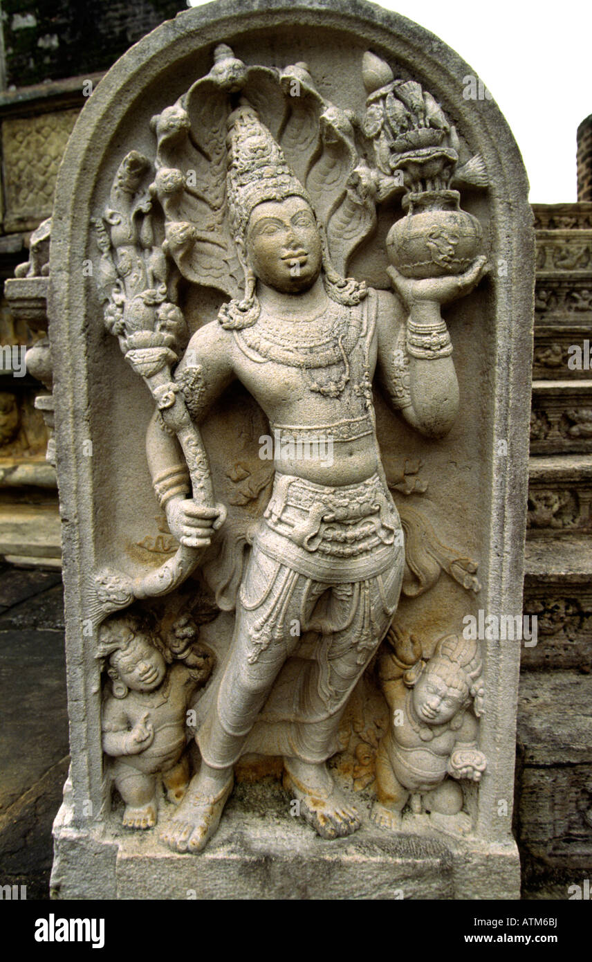 Sri Lanka Polonnaruwa guard stone of the Vatadage Stock Photo, Royalty