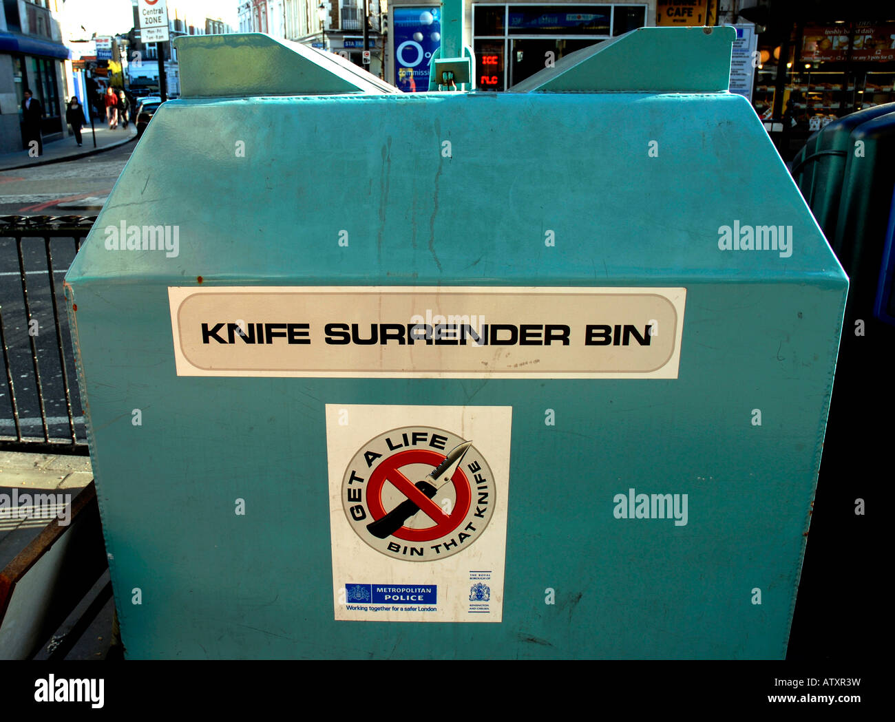Knife surrender bin, Britain UK Stock Photo, Royalty Free Image