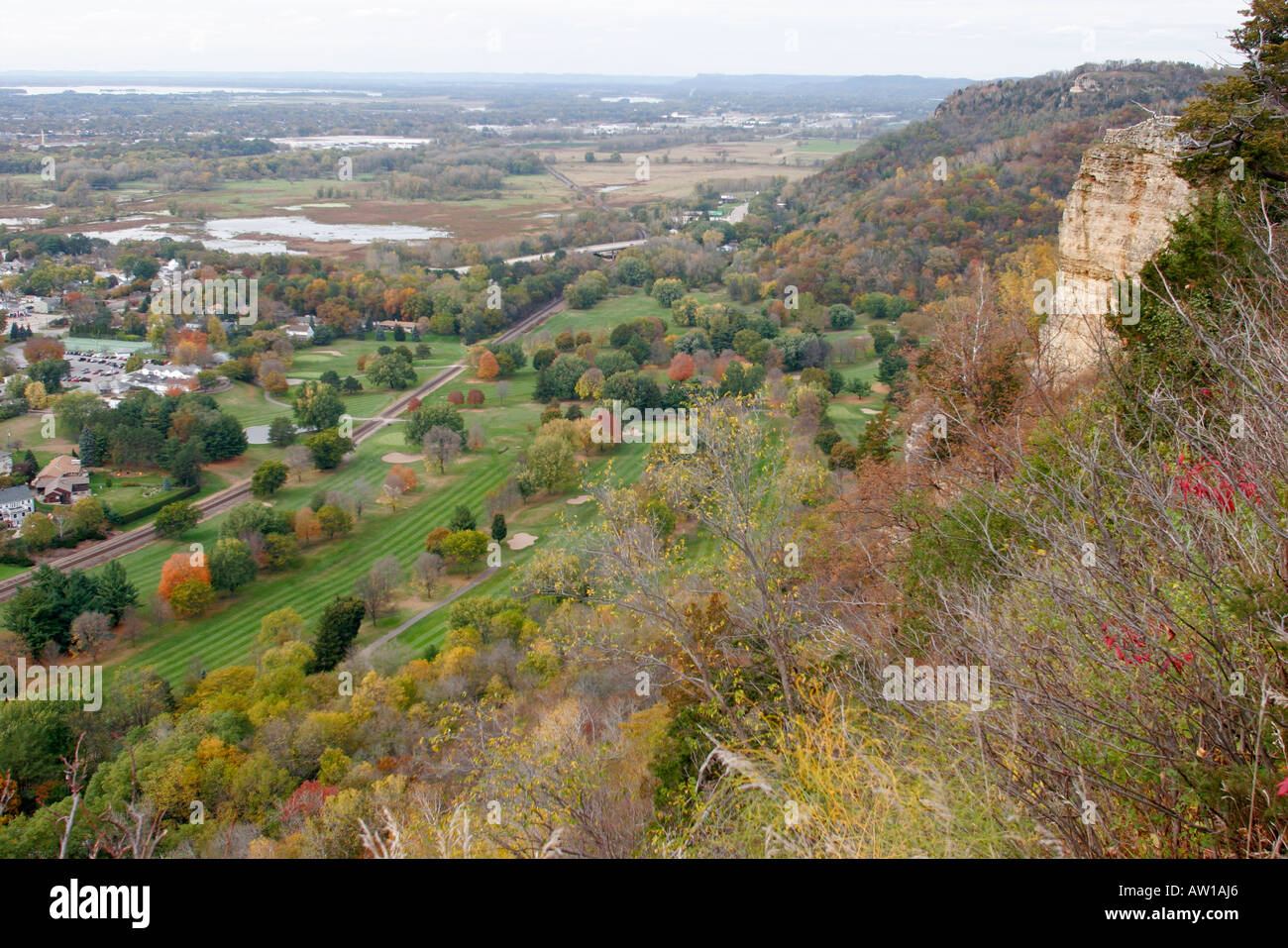 Wisconsin La Crosse Mississippi River Granddad Bluff Park view Stock