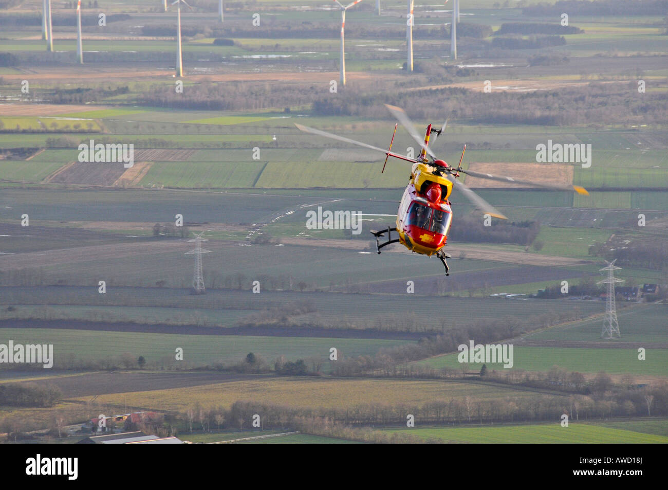 Eurocopter Medicopter BK 117 in flight Stock Photo ...