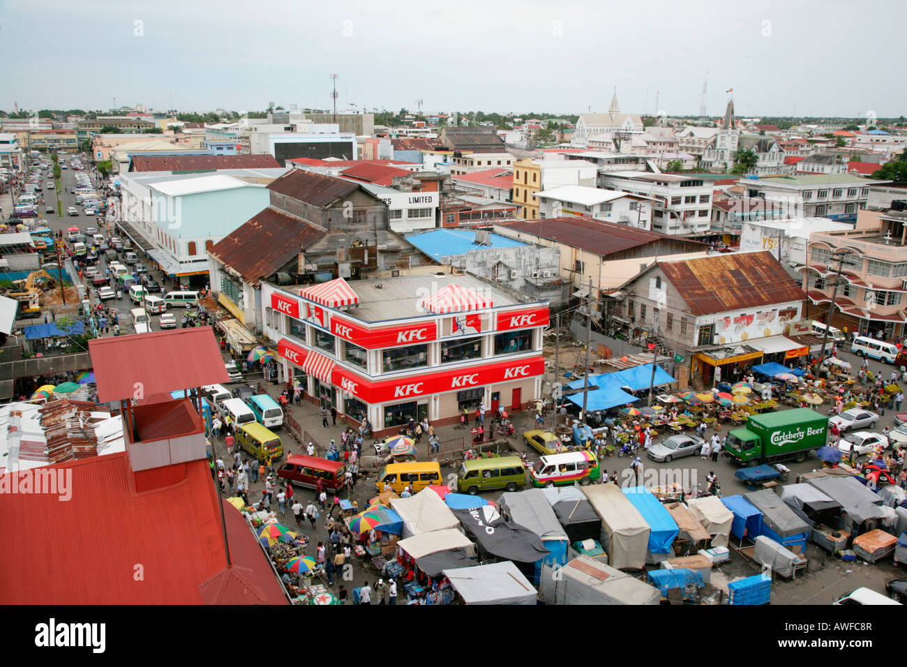 View of the central marketplace in Guyana, South America