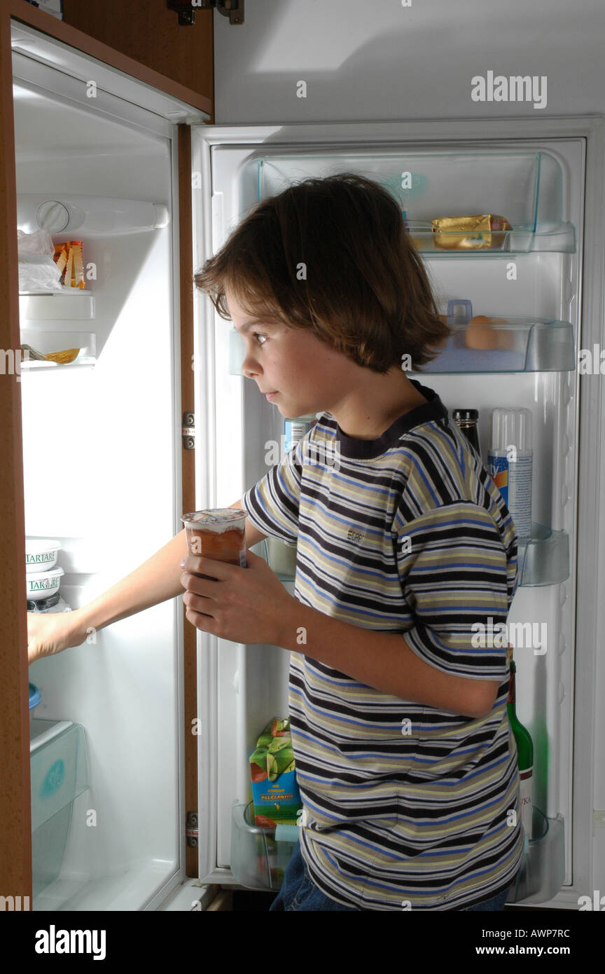 Boy Opening Refrigerator Stock Photo, Royalty Free Image 9502651 Alamy