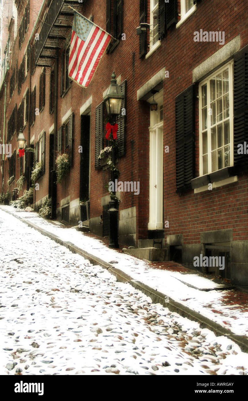 Historic Acorn Street In The Beacon Hill Neighborhood Of Boston