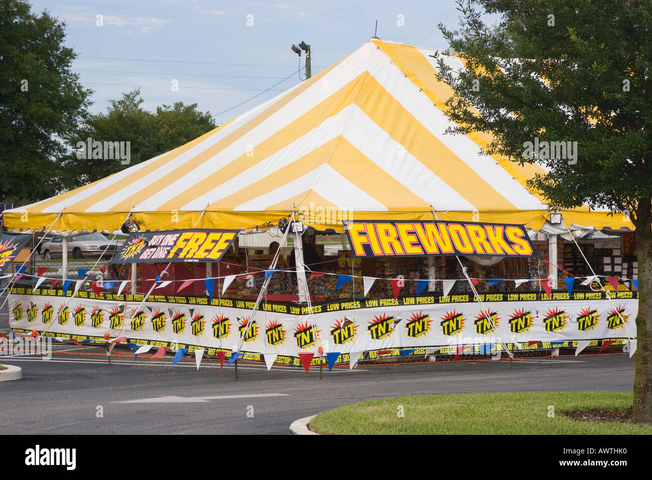 Vendors in temporary tents sell fireworks for special holidays and