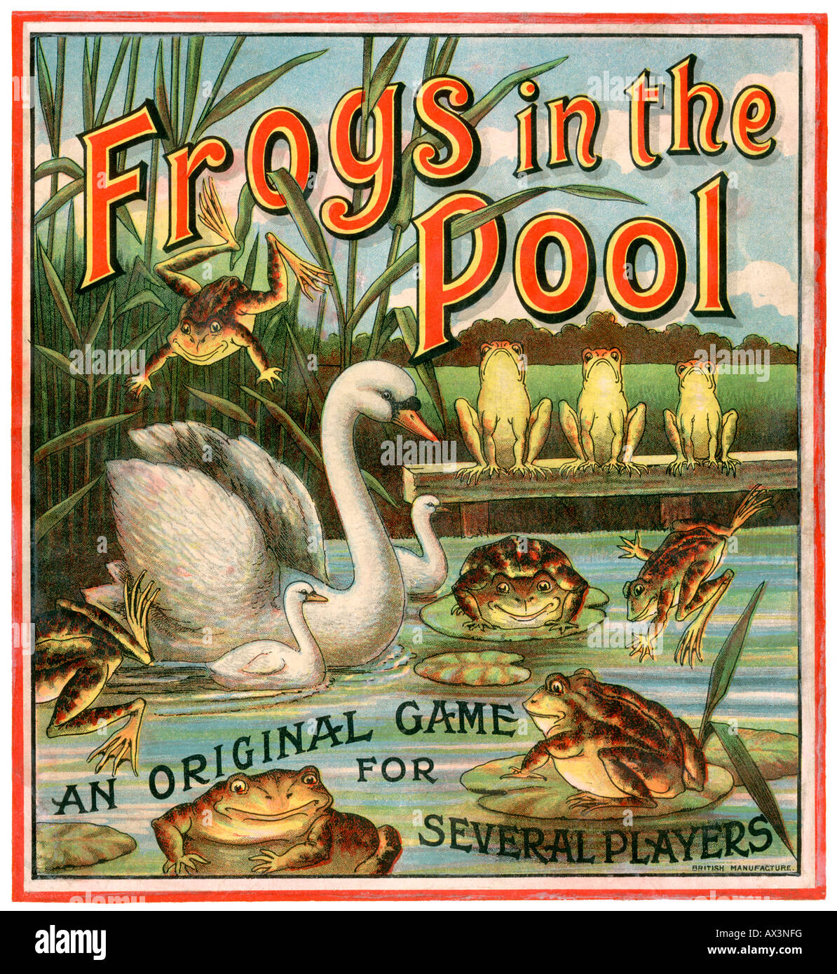 Box Lid Illustration From A Vintage Board Game Called Frogs In The Pool Box Lid Illustration From A Vintage Board Game Called Frogs In The Pool