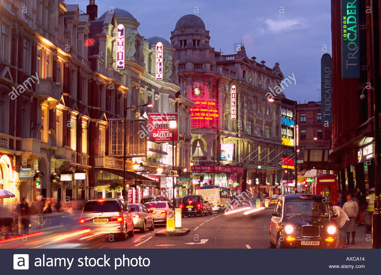 SHAFTESBURY AVENUE WEST END THEATRELAND LONDON UK Stock Photo, Royalty