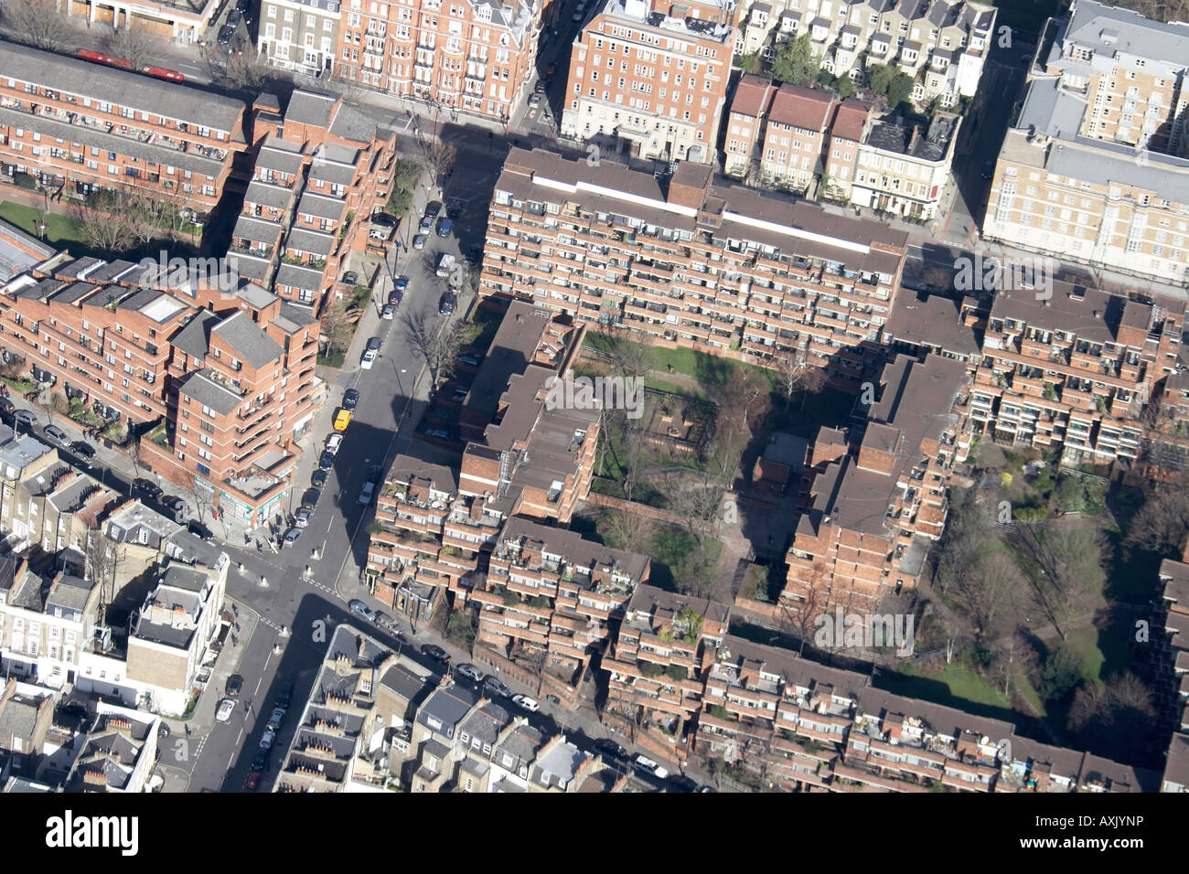 High level oblique aerial view north of Lillington Gardens Estate Stock Photo, Royalty Free