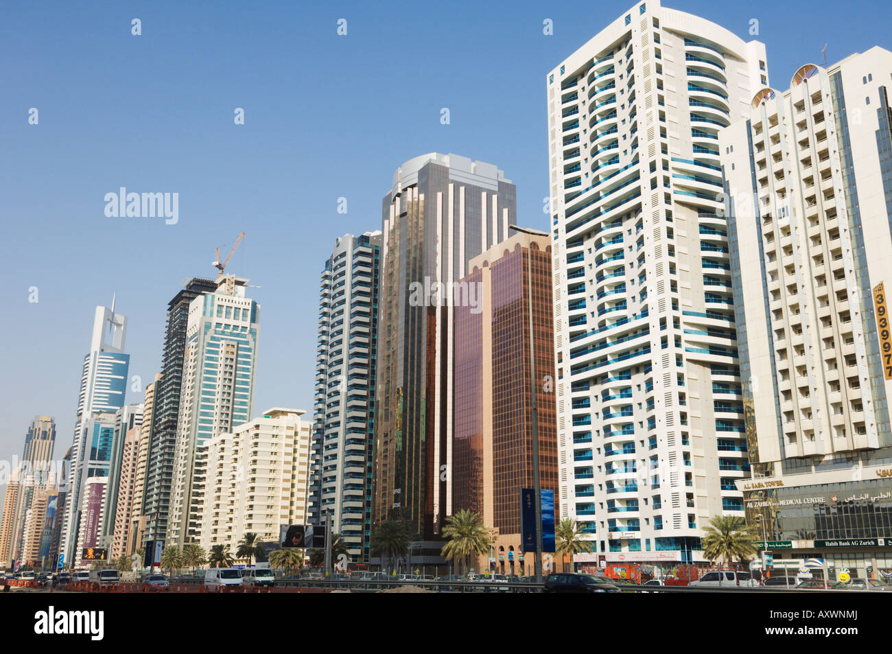 Sheikh Zayed Road Dubai United Arab Emirates Middle East Stock Photo