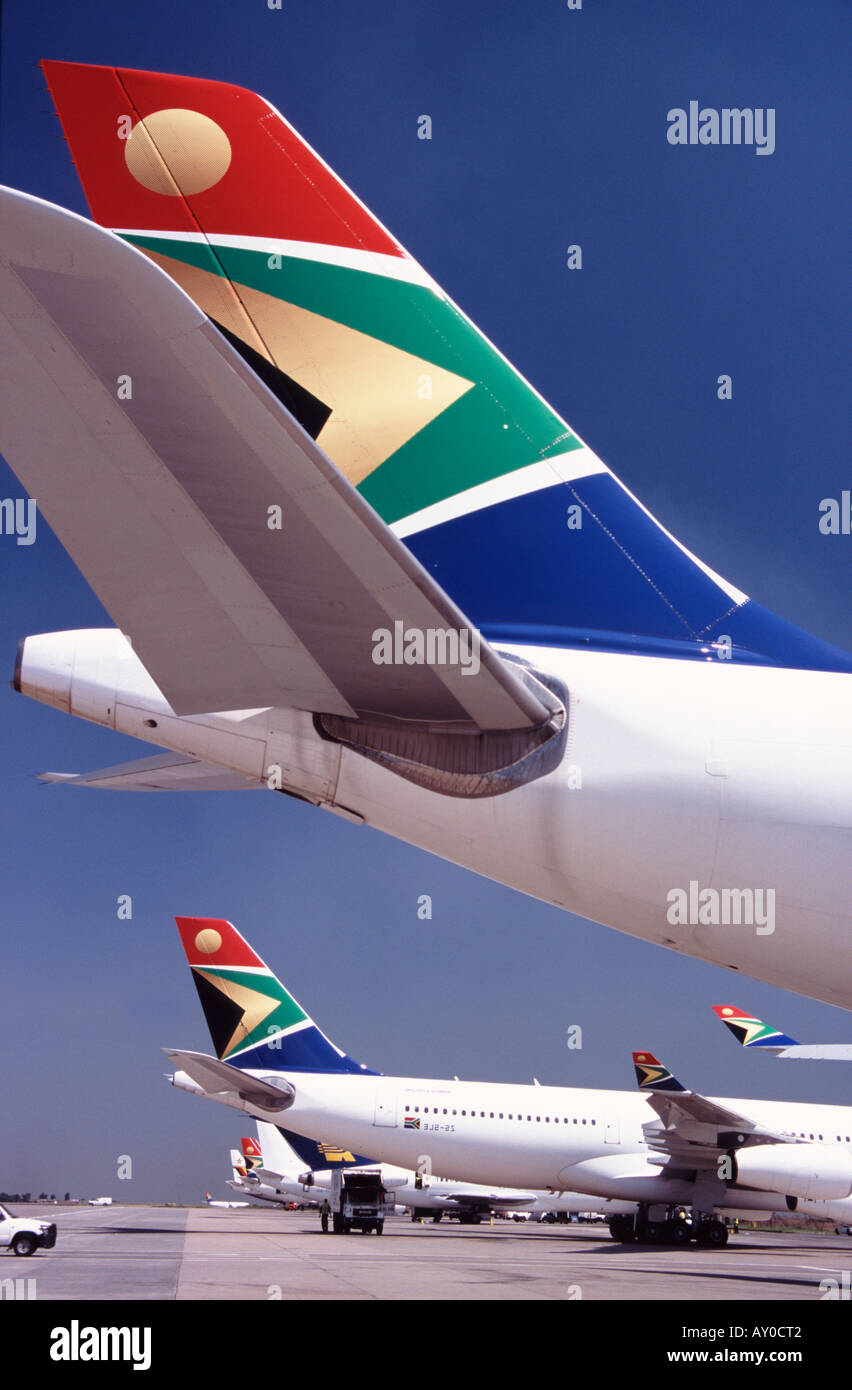 South African Airlines Saa Graphic And Colourful Logo Jumbo Tailplanes At Johannesburg Airport Africa South African Airlines Saa Graphic And Colourful Logo Jumbo Tailplanes At Johannesburg Airport Africa