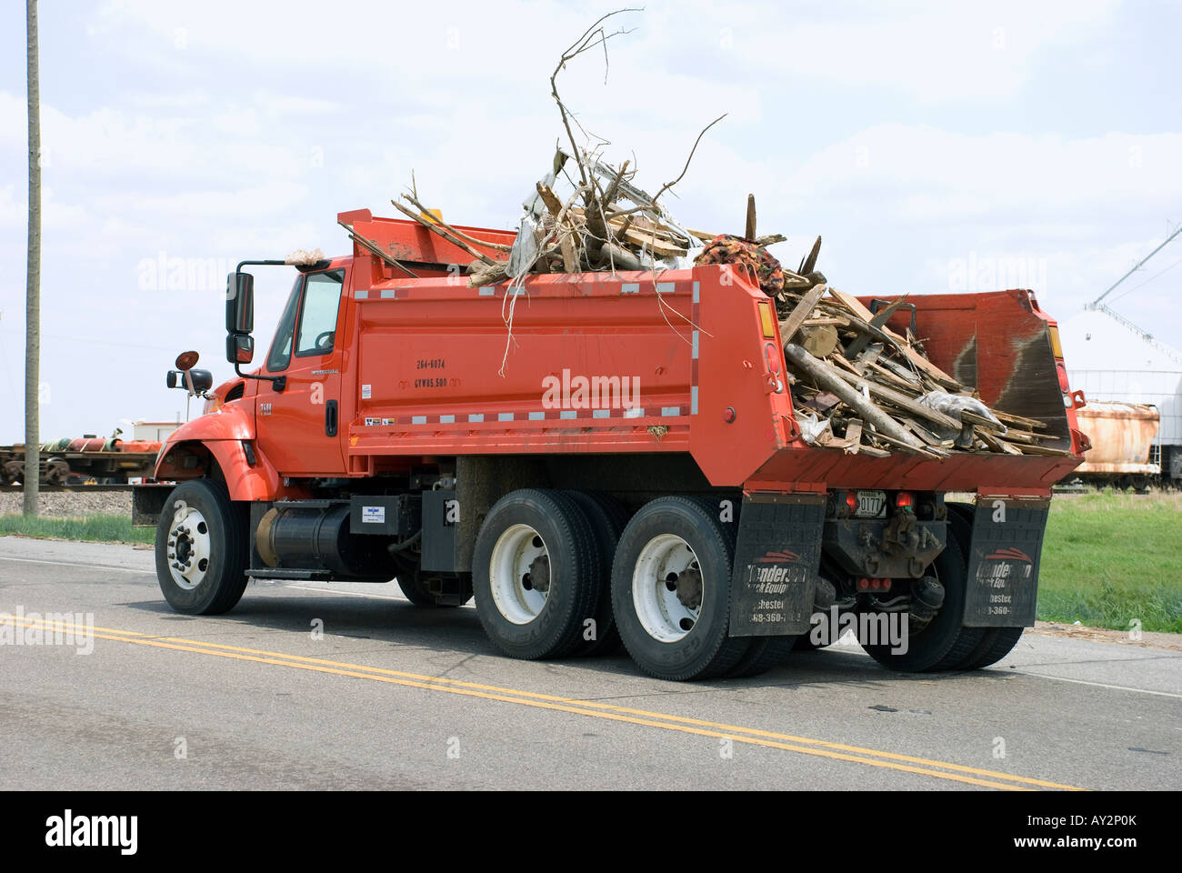 Dump truck hauling debris from Greensburg, Kansas following a Stock