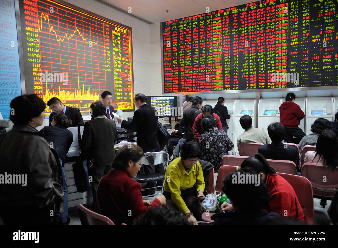 Chinese investors at a stock exchange in Beijing China 08 Apr 2008