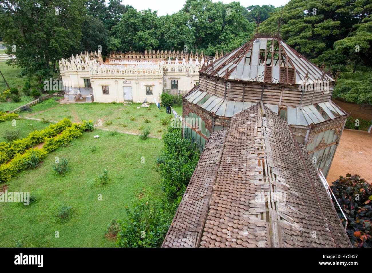Conservatory and glass house of Bangalore Palace in Bangalore India
