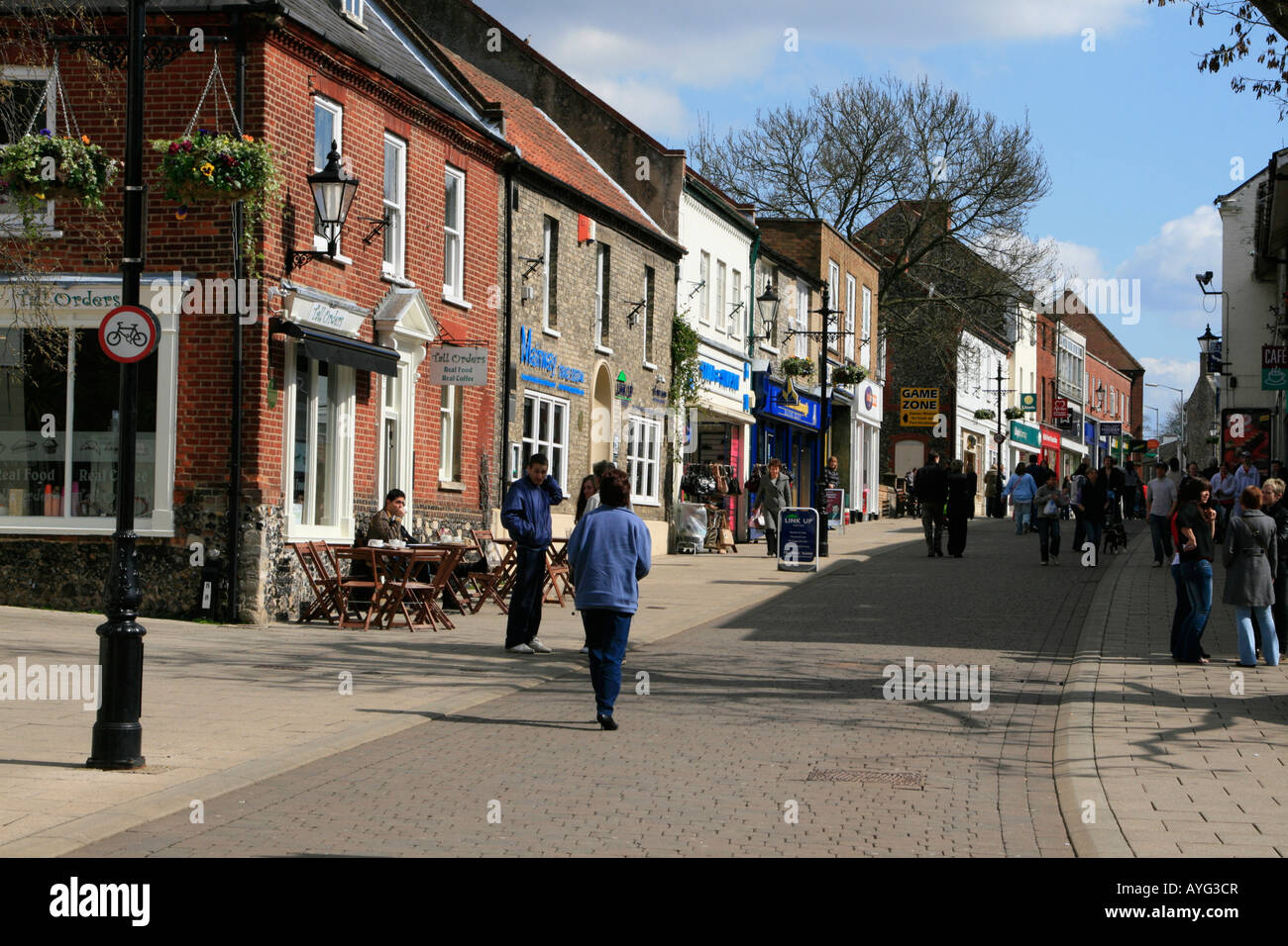 Thetford market town centre shops civil parish Breckland area of Stock