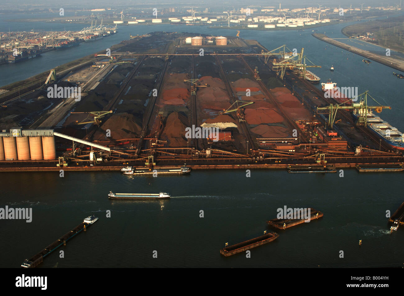 Port of Rotterdam Maasvlakte aerial view of EMO dry bulk terminal Stock