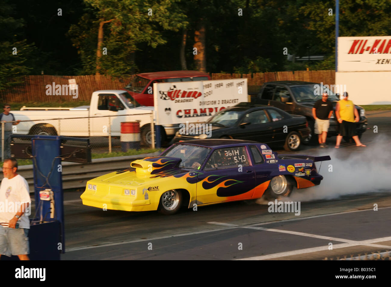 Tire Warmup Burnout Dragster at Kil Kare Dragway Xenia or Dayton Ohio