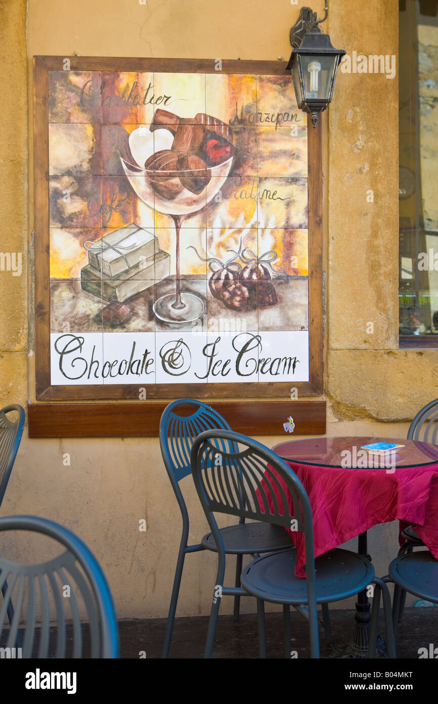 ceramic tile sign at a cafe in the city of volterra, province of ceramic tile sign at a cafe in the city of volterra, province of