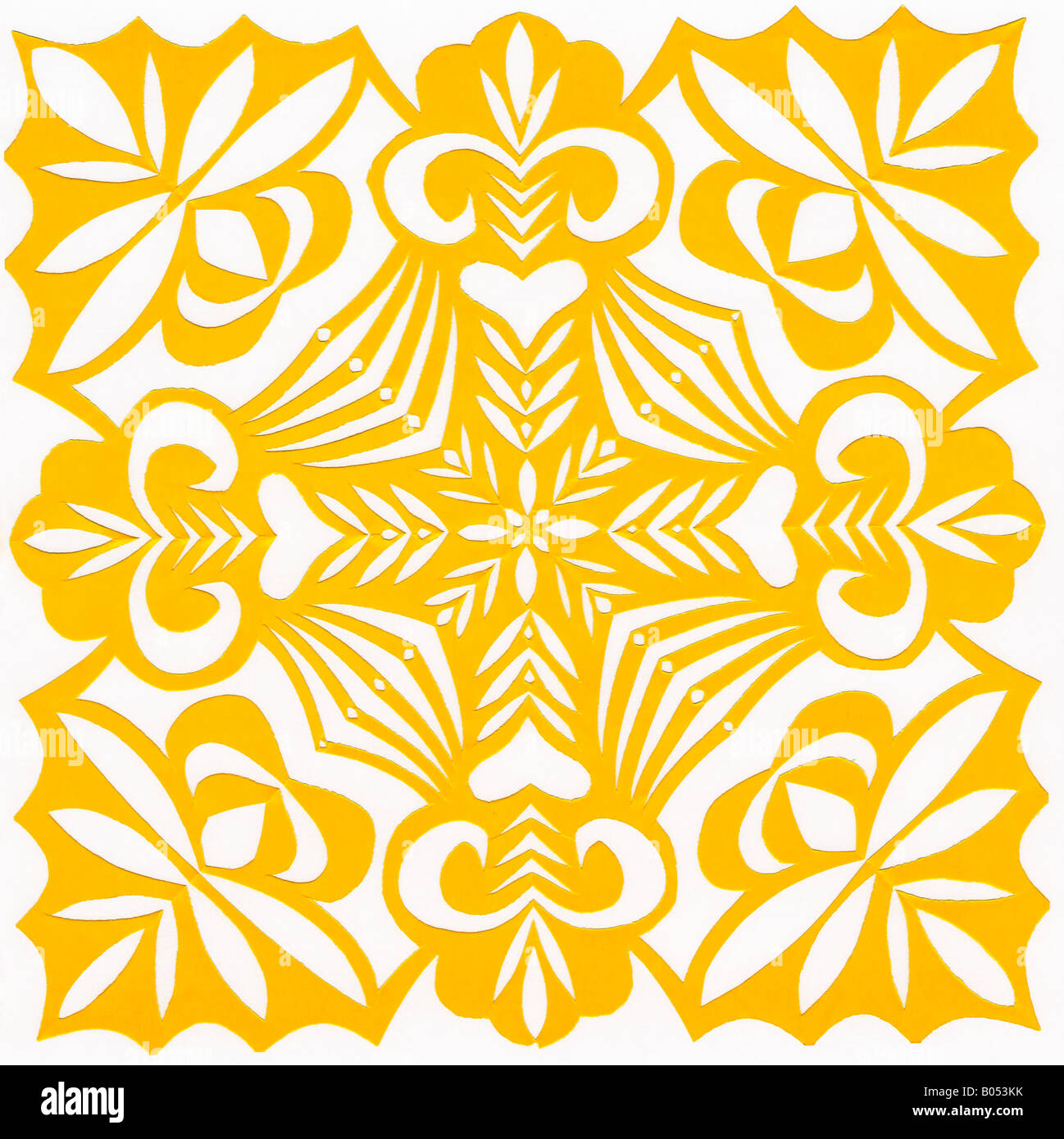 Contemporary paper cutting with symmetrical floral design by Miss Stock
