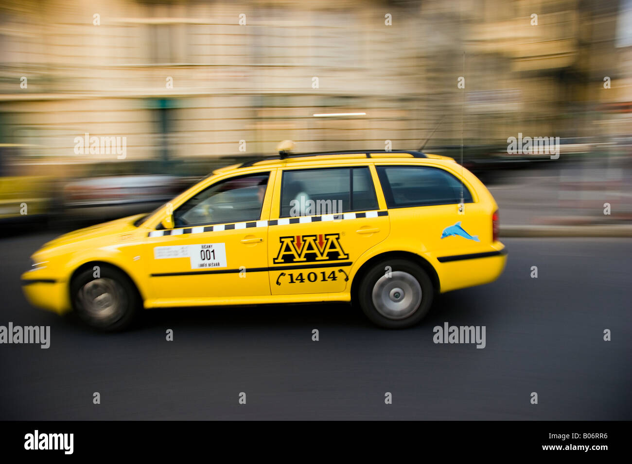 Taxi cab Prague Czech Republic Stock Photo, Royalty Free Image