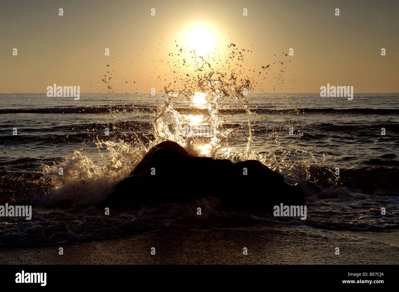 Crashing Waves At Sunset At The Beach At Lara Akamas Nature Reserve