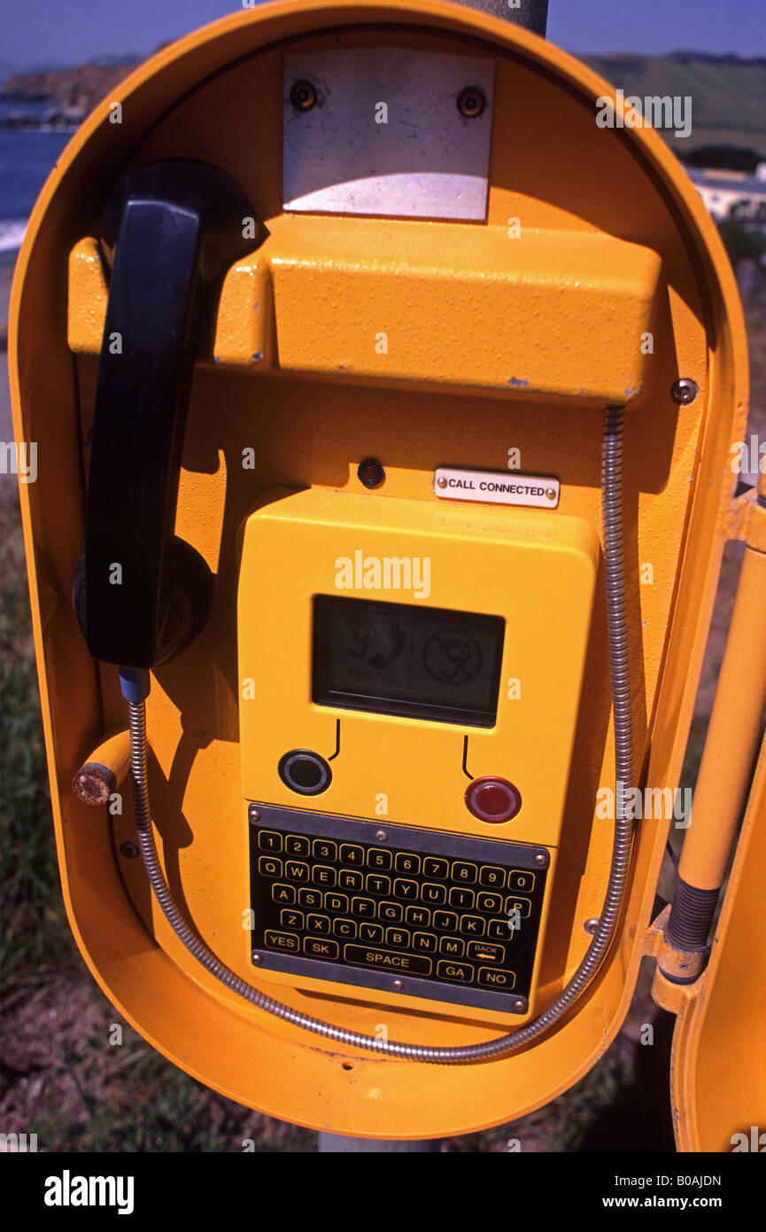 Emergency roadside call box Pacifica California Stock Photo, Royalty