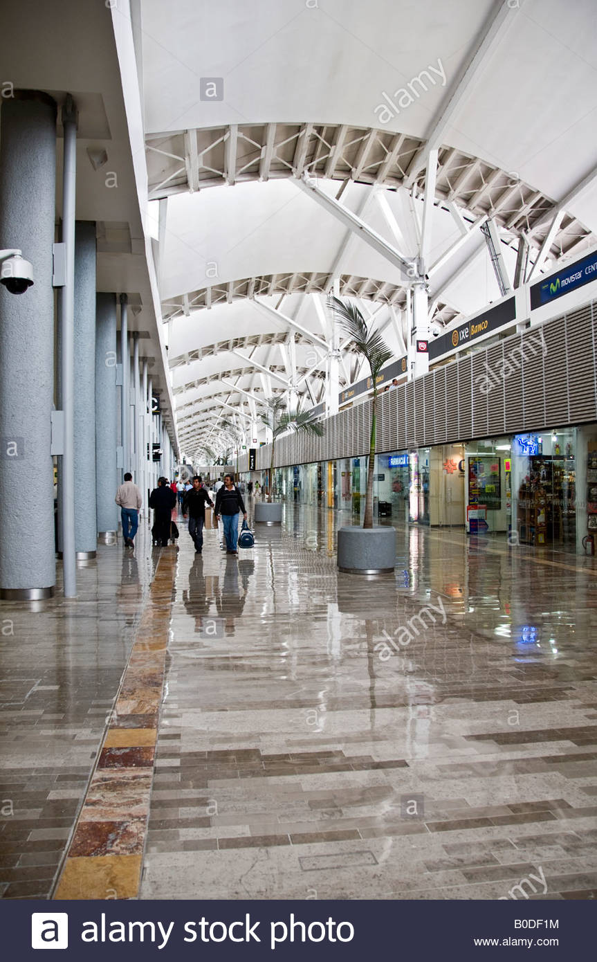 Inside Mexico City Airport, departure lounge shops, Mexico Stock Photo