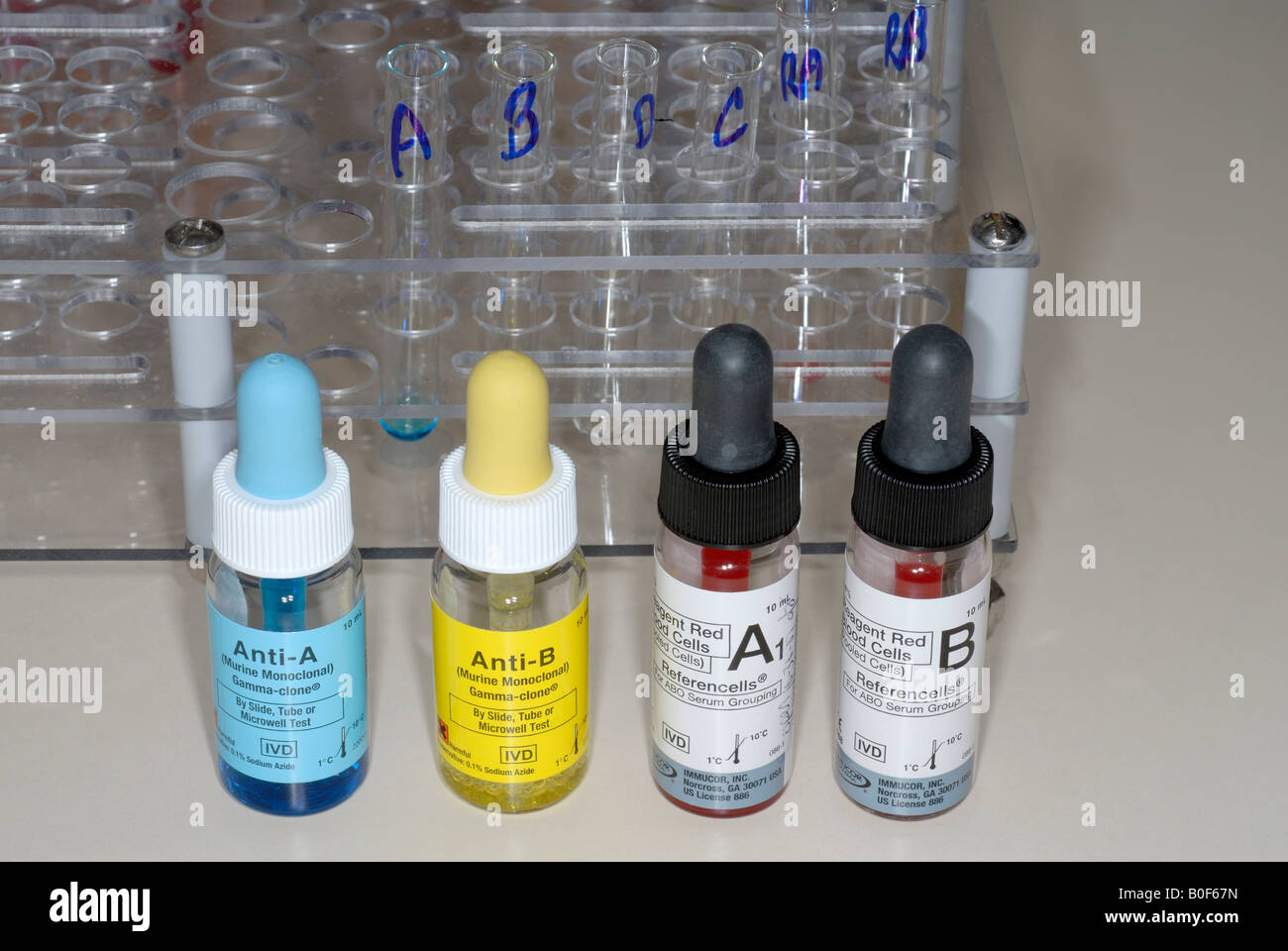 Blood bank reagents used for determination of blood type in the Stock